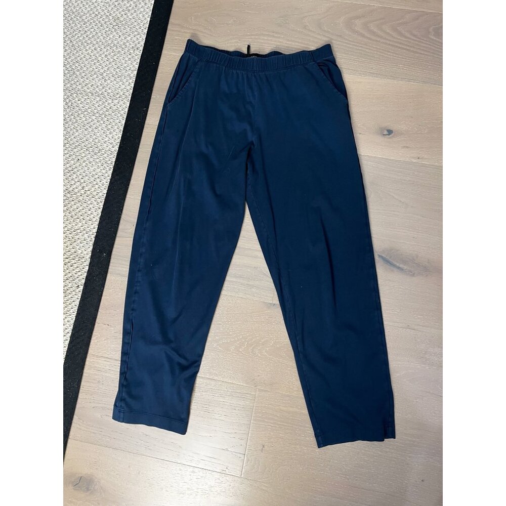 HANRO Pull On 100% Cotton Lounge PJ Pants Size M Navy Blue